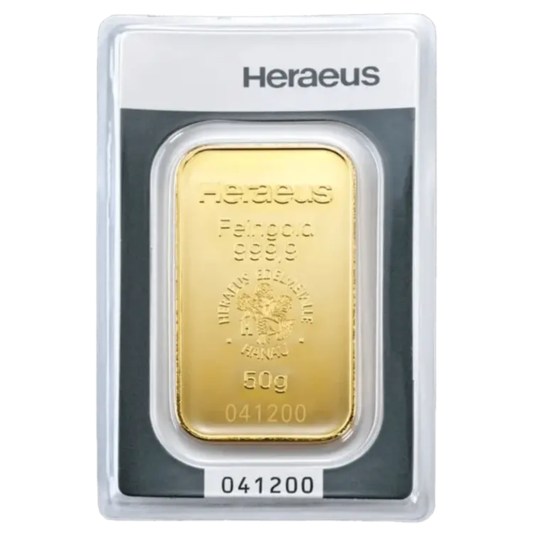 50 gram Gold Bar - Heraeus