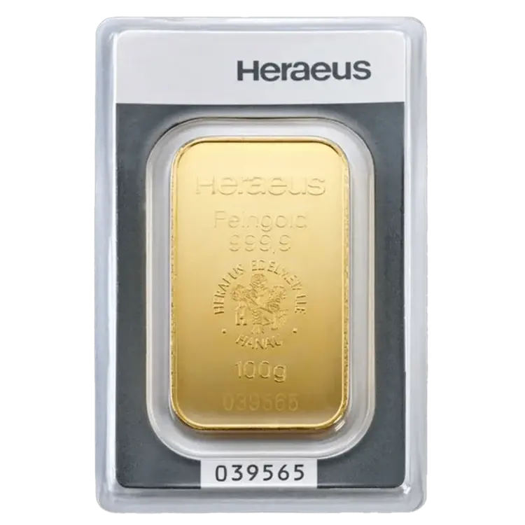 100 Gramm Goldbarren - Heraeus