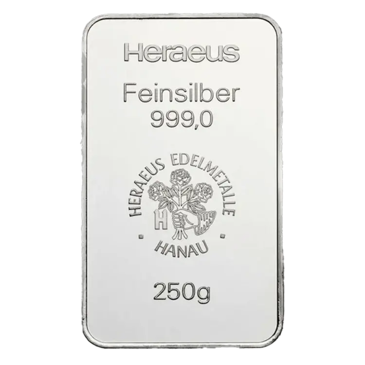 250 gram Silver Bar - Heraeus