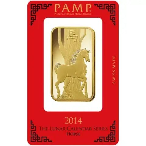 100 Gramm Goldbarren - PAMP Suisse Lunar Pferd