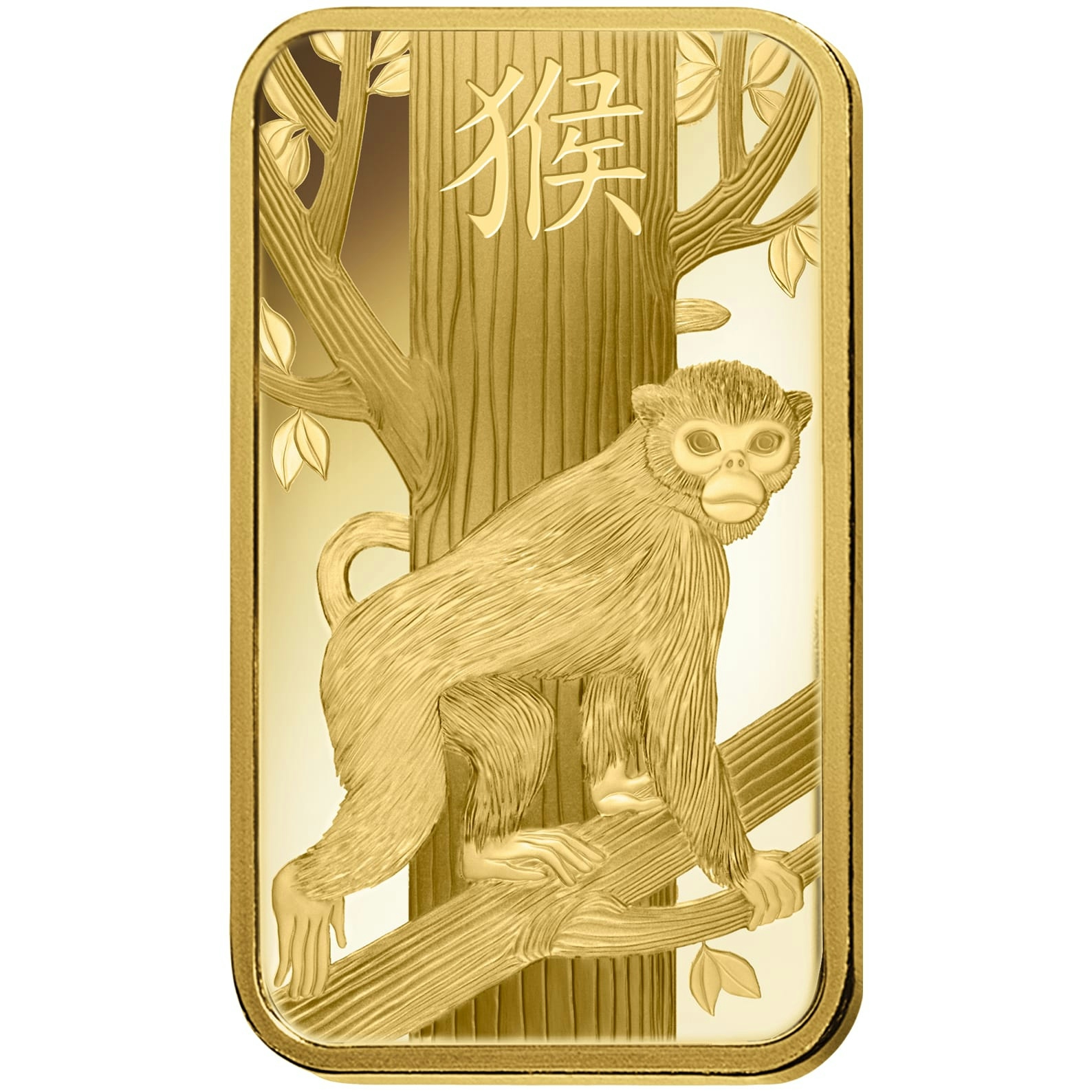 La parte posteriore del lingotto d’oro PAMP Suisse Lunar Anno della Scimmia