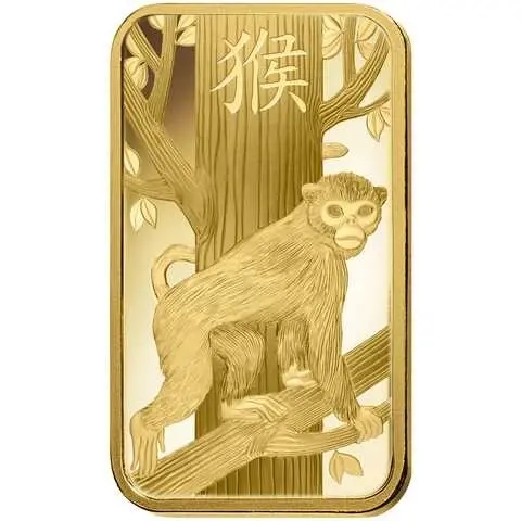 1 oz Fine Gold Bar 999.9 - PAMP Suisse Lunar Monkey