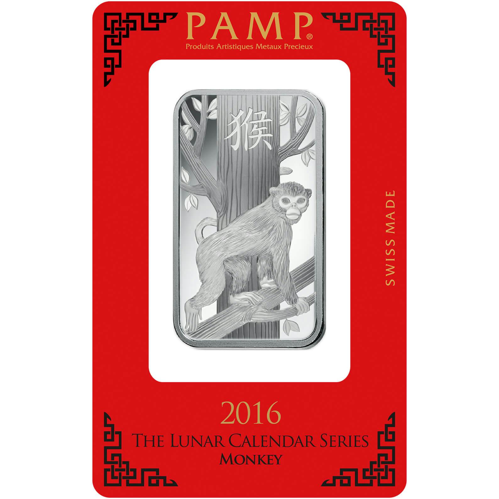 Invest in 1 oz Fine Silver Lunar Monkey - PAMP Swiss - Pack Front