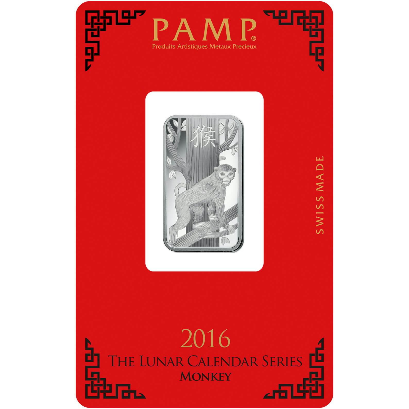 Invest in 10 gram Fine Silver Lunar Monkey - PAMP Swiss - Pack Front