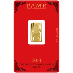 5 gram Gold Bar  - PAMP Suisse Lunar Horse 5 gram Gold Bar  - PAMP Suisse Lunar Horse