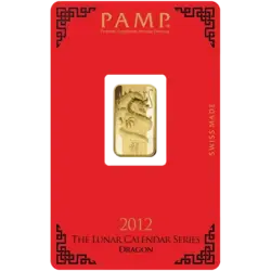 5 gram Gold Bar - PAMP Suisse Lunar Dragon 2012 5 gram Gold Bar - PAMP Suisse Lunar Dragon 2012