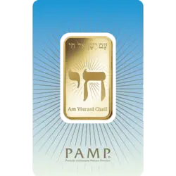 1 ounce Gold Bar - PAMP Suisse Am Yisrael Chai   1 ounce Gold Bar - PAMP Suisse Am Yisrael Chai