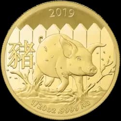 1/20 once Pièce d'Or  - Lunar Cochon BU 2019 1/20 once Pièce d'Or  - Lunar Cochon BU 2019