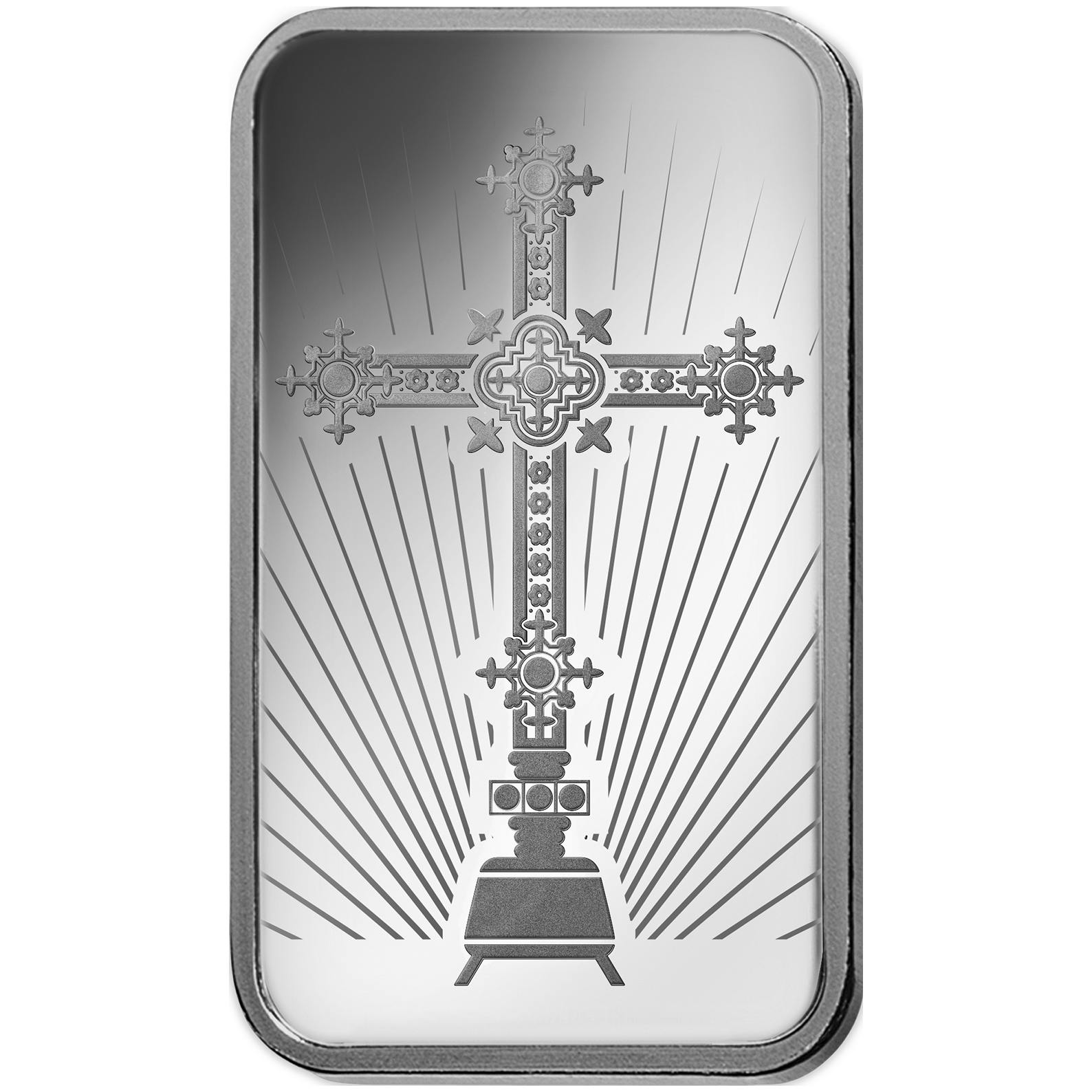 Buy 1 oz Fine Silver Romanesque Cross - PAMP Swiss - Front