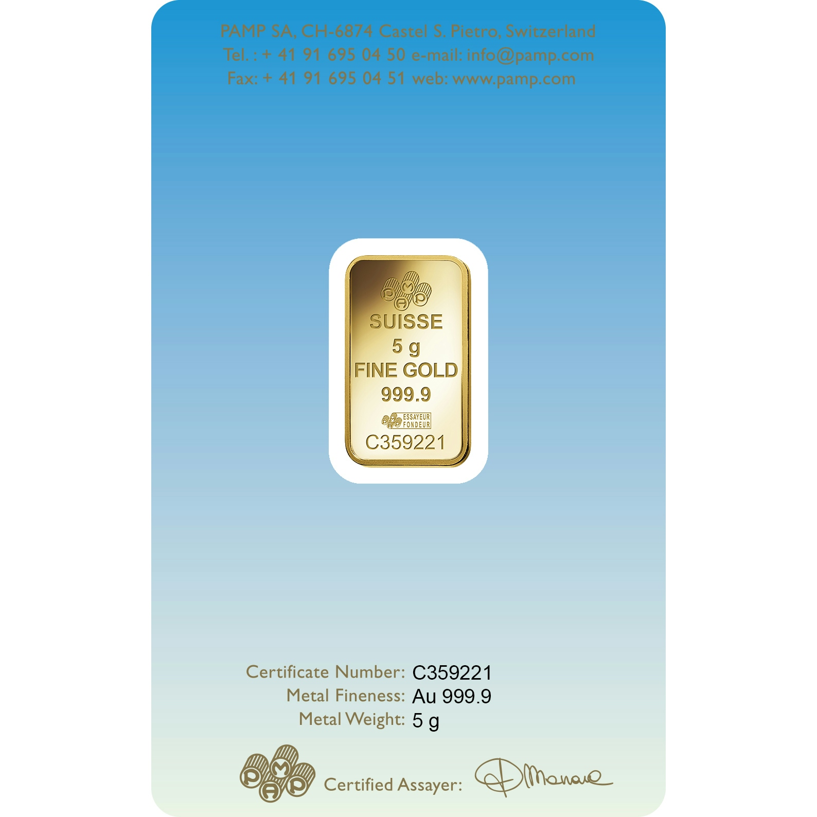Investire in 5 grammi d'oro puro Romanesque Cross - PAMP Svizzera - Pack Front