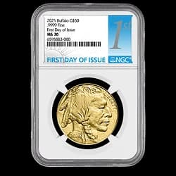 1 ounce Gold Coin - MS-70 PCGS - American Buffalo 2025  1 ounce Gold Coin - MS-70 PCGS - American Buffalo 2025