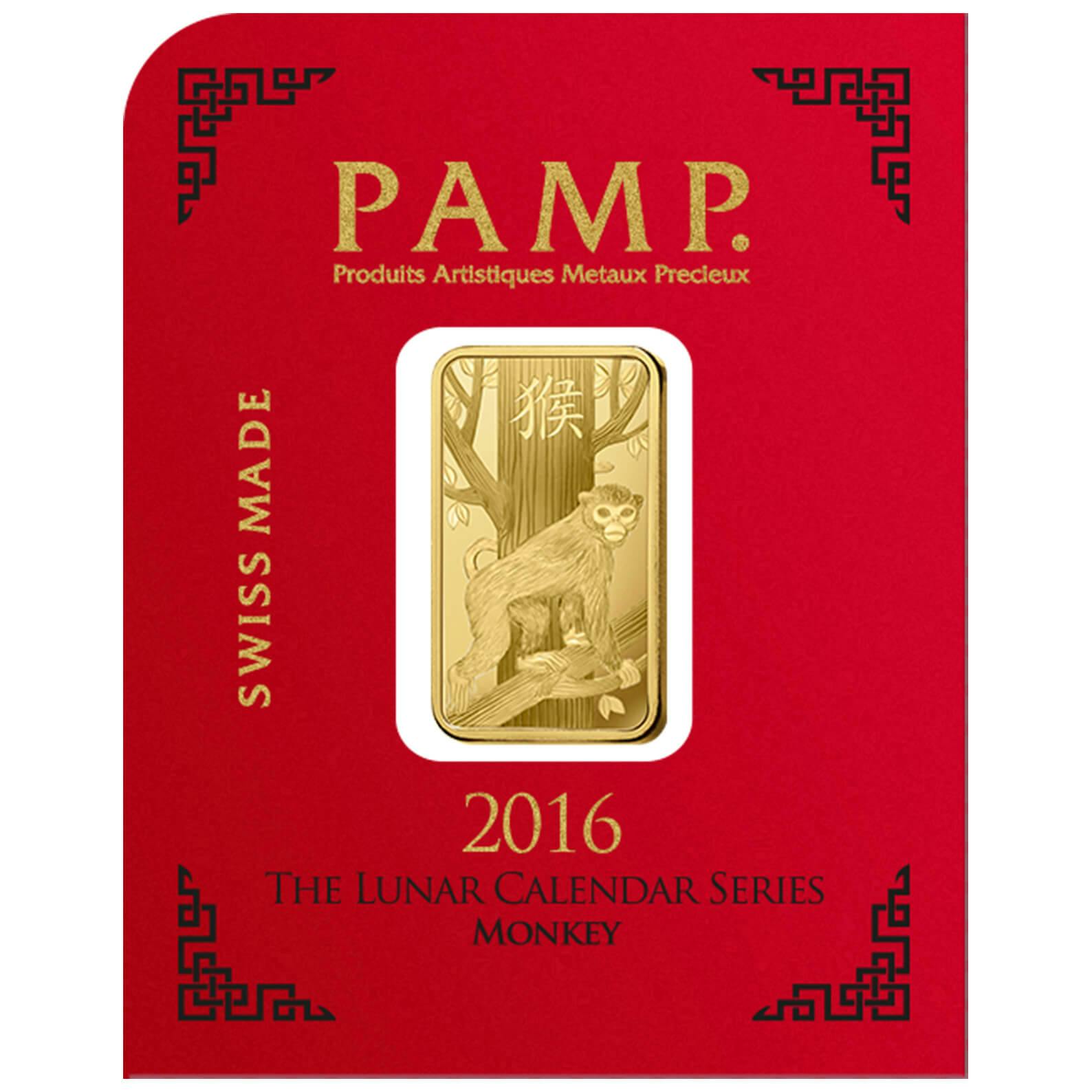 Buy 8x1 gram Fine gold Lunar Monkey - PAMP Swiss - Front