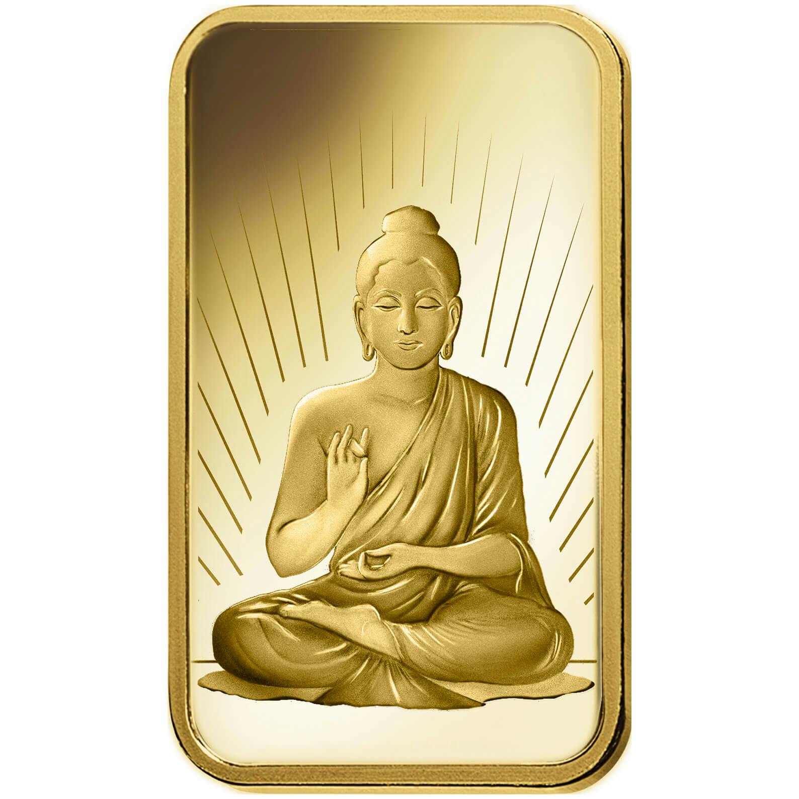 Kaufen Sie 10 Gramm FeinGoldbarren Buddha - PAMP Schweiz - Front