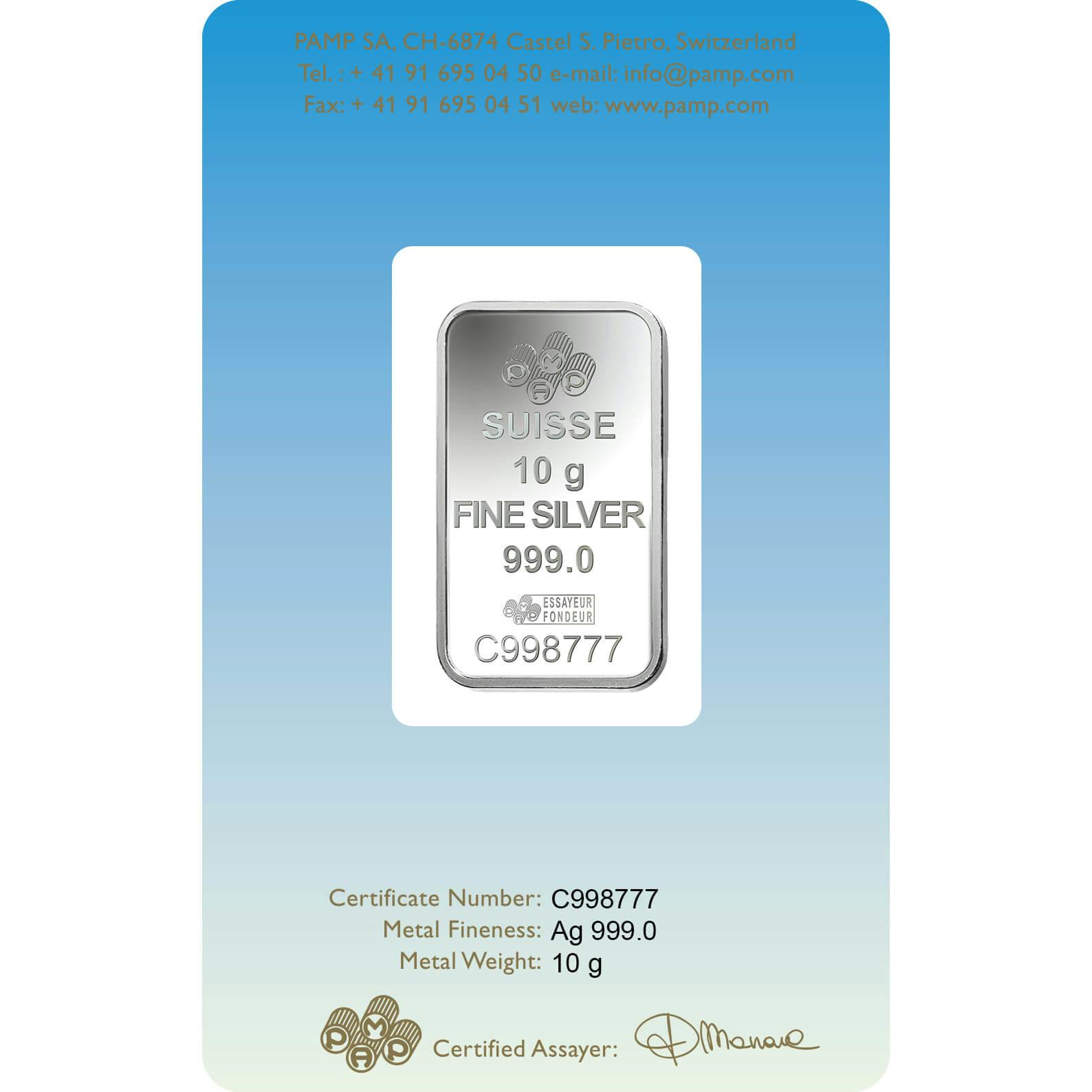 Invest in 10 gram Fine Silver Buddha - PAMP Swiss - Back