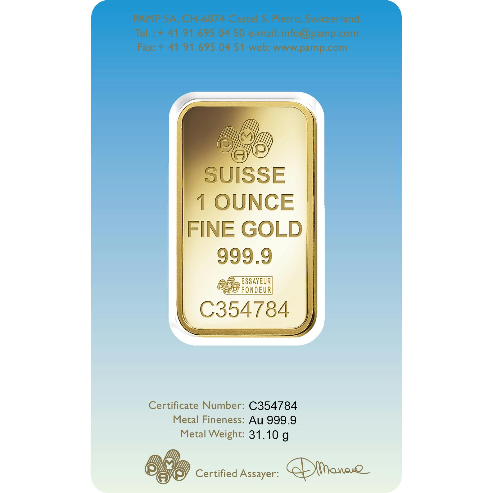 Investire in 1 oncia d'oro puro Lakshmi - PAMP Svizzera - Pack 