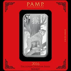 100 Gramm Silberbarren - PAMP Suisse Lunar Affe 100 Gramm Silberbarren - PAMP Suisse Lunar Affe
