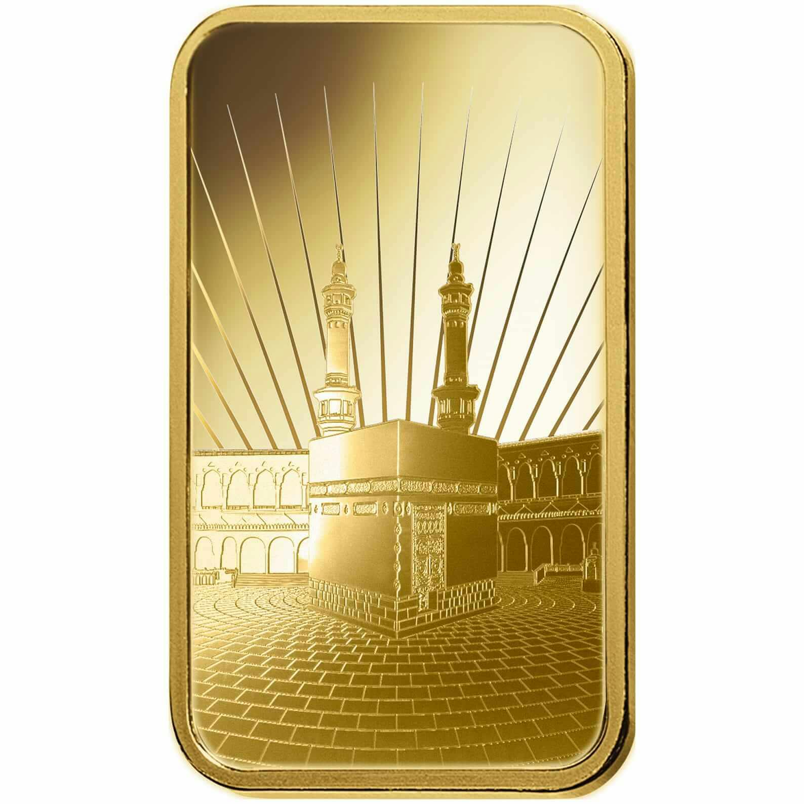 Compare oro, 1 oncia d'oro puro Ka'Bah Mecca - PAMP Svizzera - Front