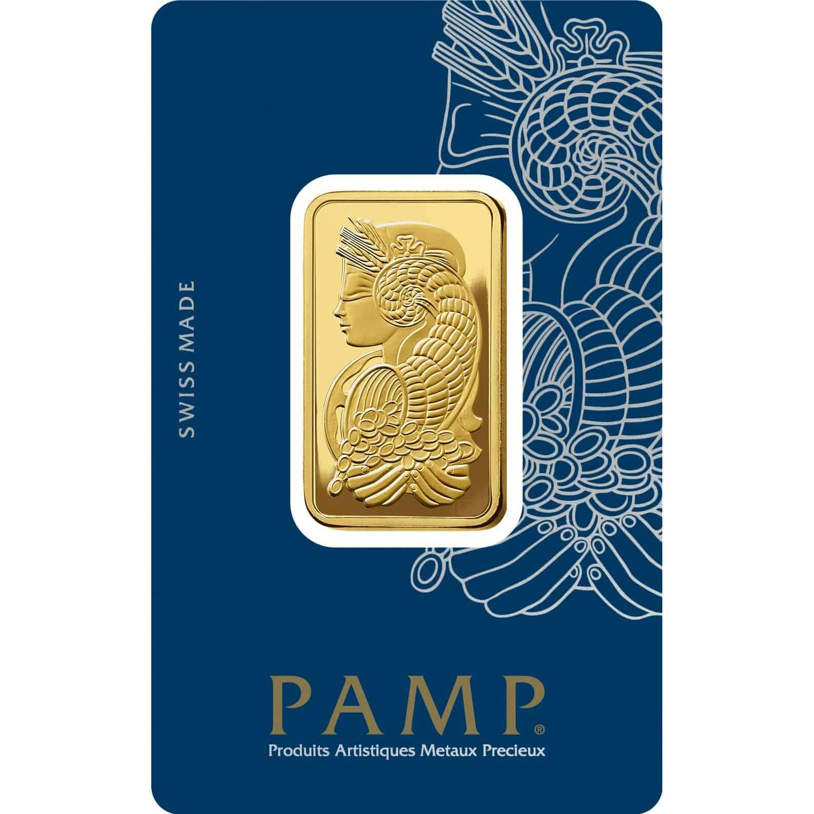 Invest in 2 tolas Fine Gold Lady Fortuna - PAMP Swiss - Pack Front Veriscan