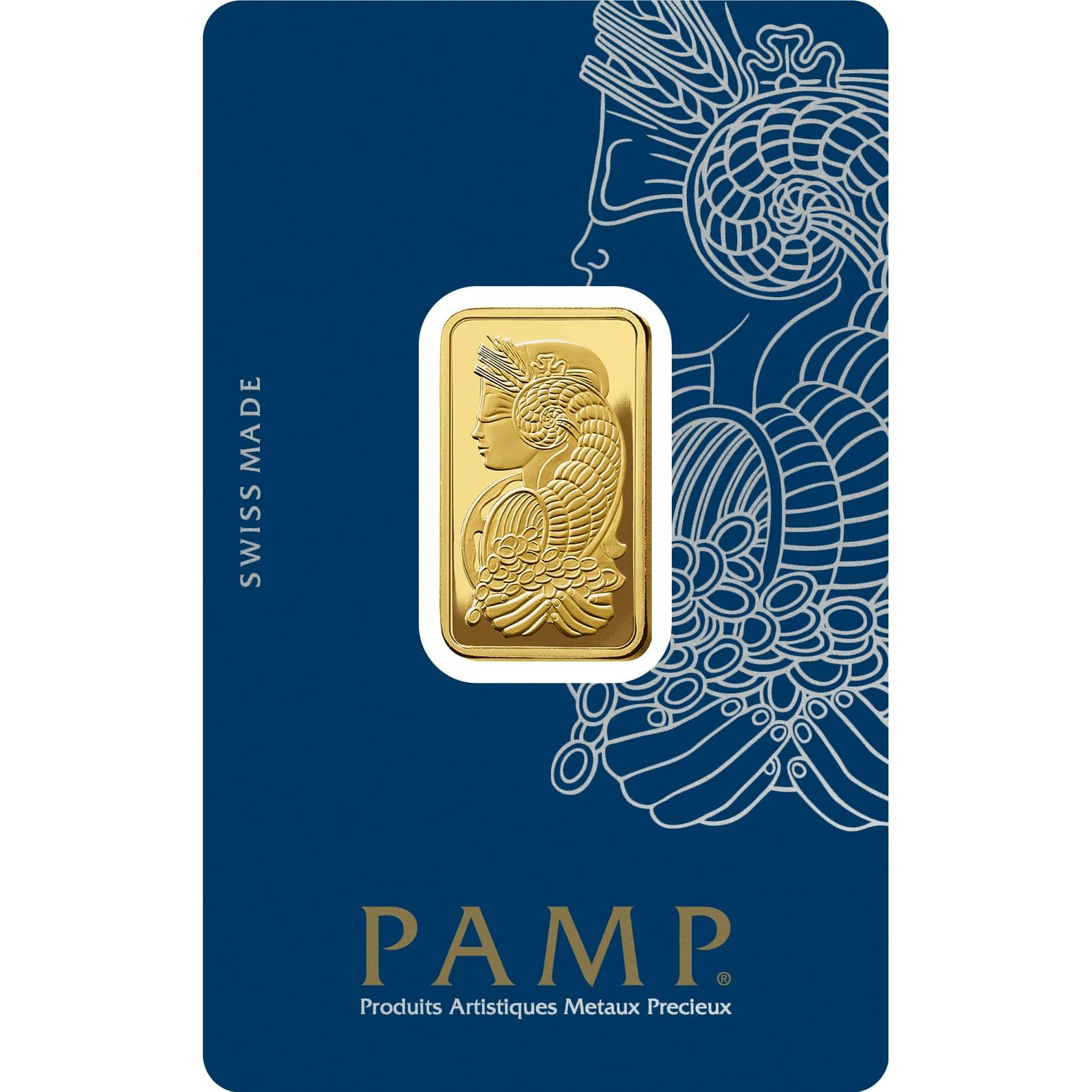 Investire in 1 tolas d'oro puro Lady Fortuna - PAMP Svizzera - Pack Front Veriscan
