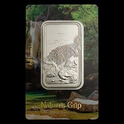 1 ounce Silver Bar - Nature's Grip - Nile Crocodile 1 ounce Silver Bar - Nature's Grip - Nile Crocodile - 1