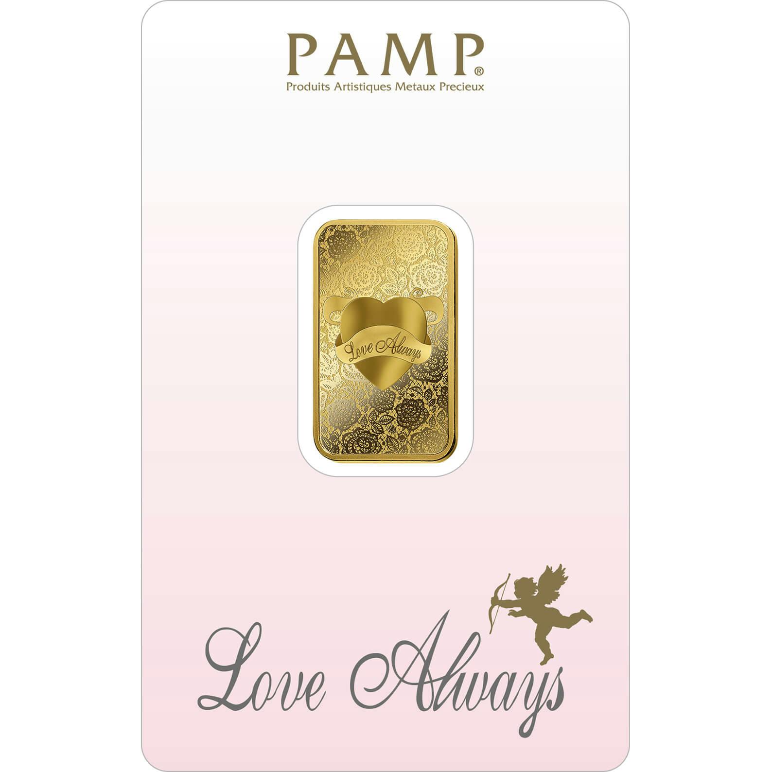 Kaufen Sie 10 Gramm FeinGoldbarren Love Always - PAMP Schweiz - Pack Front