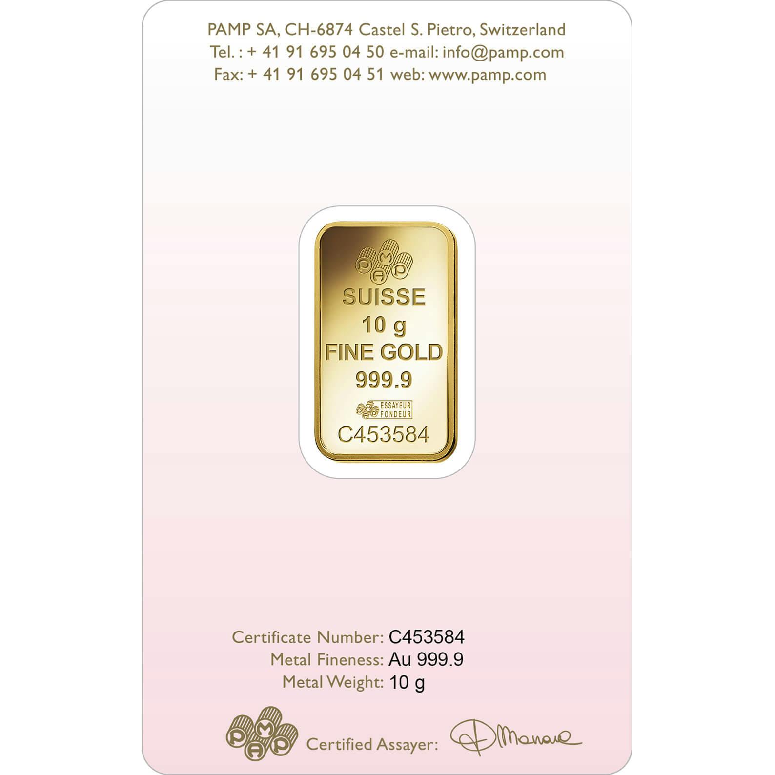 investir dans 10 gram d'or pur Love Always - PAMP Suisse - Pack 