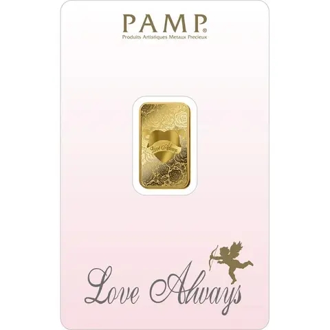 5 gram Fine Gold Bar 999.9 - PAMP Suisse Love Always