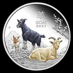 1 once Pièce d’Argent - Chèvre Australienne Lunar Belle Épreuve Colorisée 2027 1 once Pièce d’Argent - Chèvre Australienne Lunar Belle Épreuve Colorisée 2027 - 1