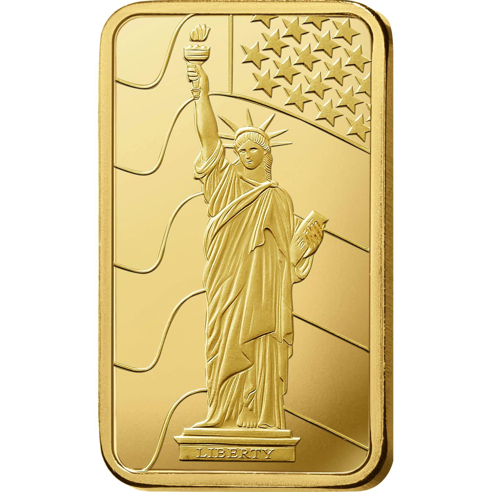 Compare oro, 100 grammi d'oro puro Liberty - PAMP Svizzera - Front