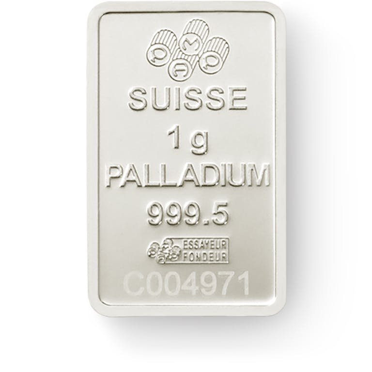 investir dans l'or, 1 gramme Lingot, Lingotin de Palladium Pur Lady Fortuna - PAMP Suisse - Back