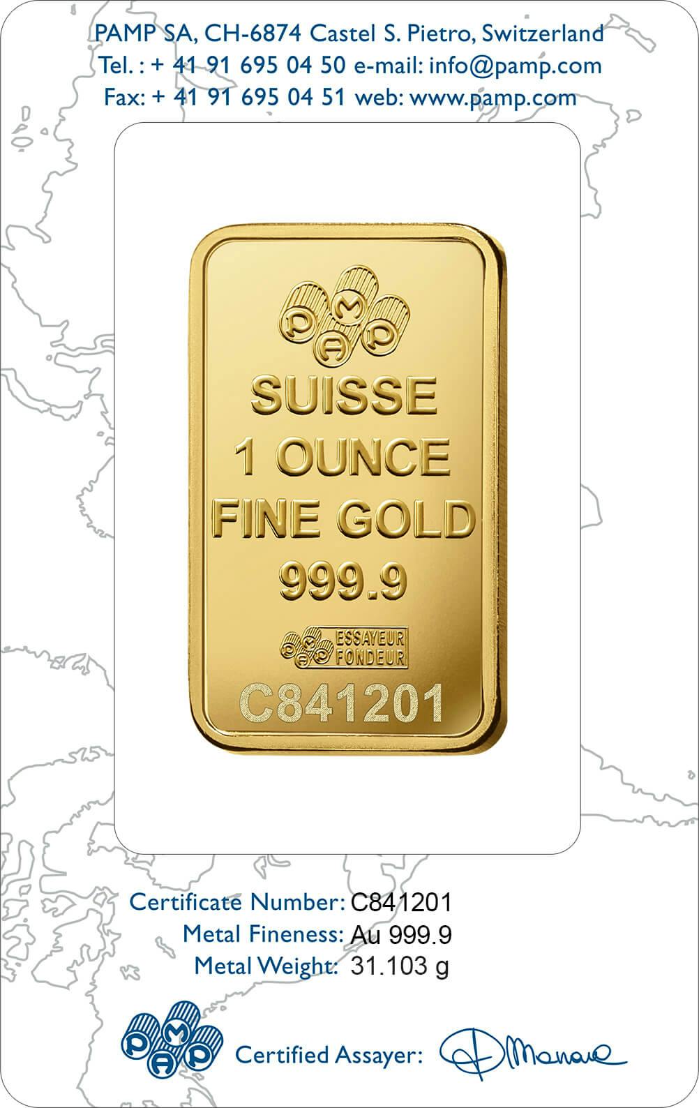 Invest in 1 oz Fine Gold Liberty - PAMP Swiss - Back