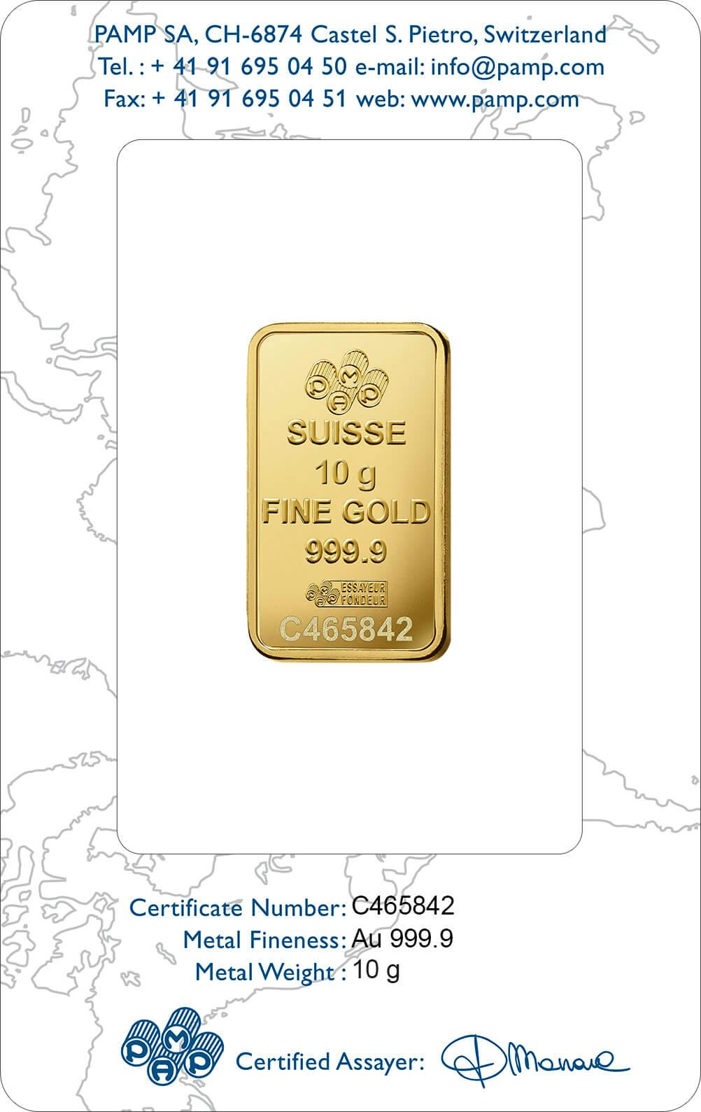 Investire in 10 grammi d'oro puro Liberty - PAMP Svizzera - Pack 