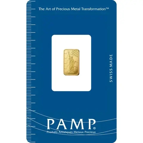 1 grammo lingottino d'oro puro 999.9 - PAMP Suisse Liberty
