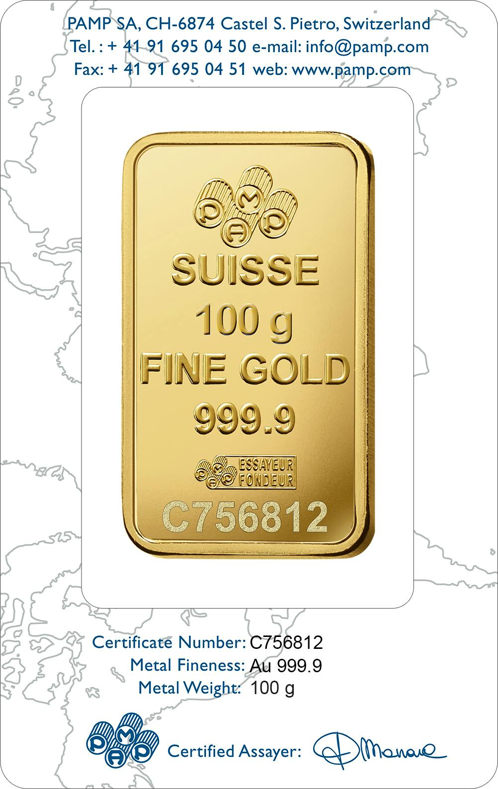 investir dans 100 gram d'or pur Rosa - PAMP Suisse - Pack 