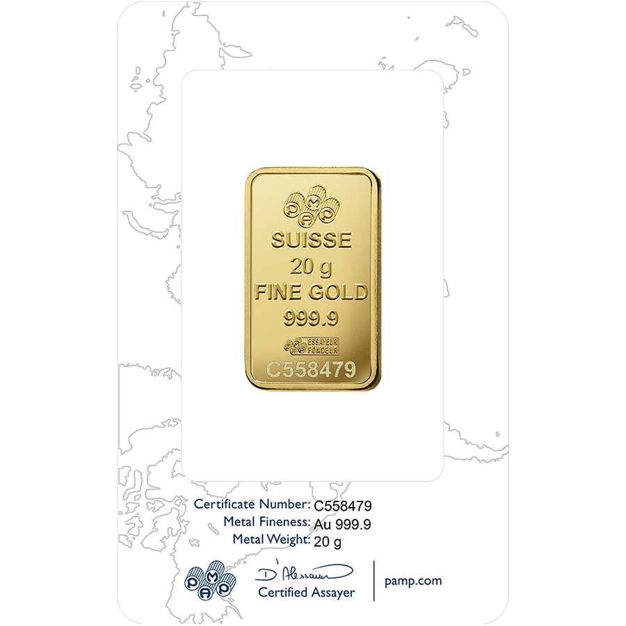 Invest in 20 gram Fine Gold Rosa - PAMP Swiss - Back