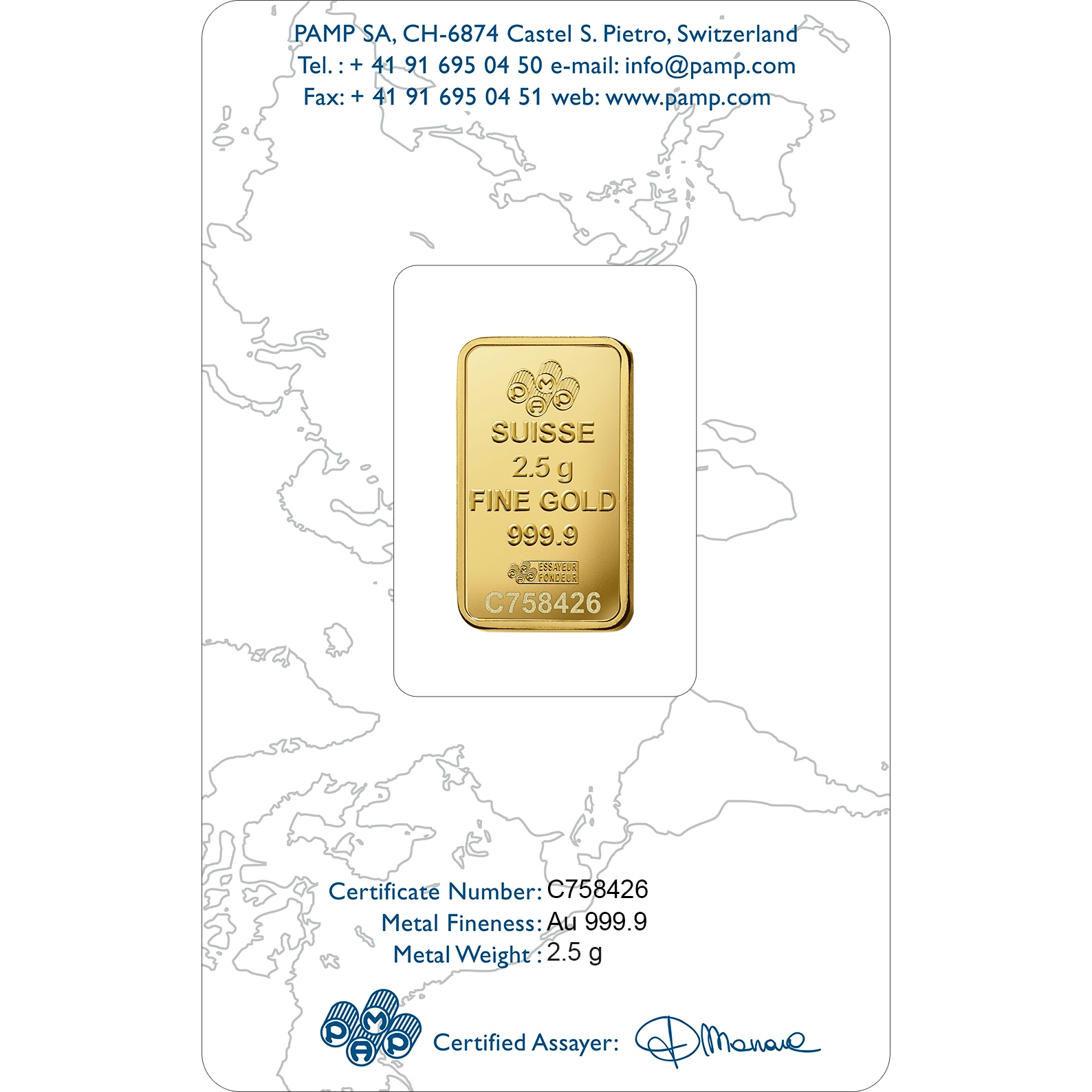 Invest in 2.5 gram Fine Gold Rosa - PAMP Swiss - Back