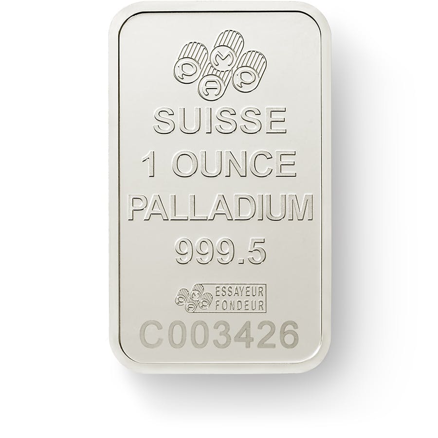 investir dans l'or, 1 once Lingot, Lingotin de Palladium Pur Lady Fortuna - PAMP Suisse - Back