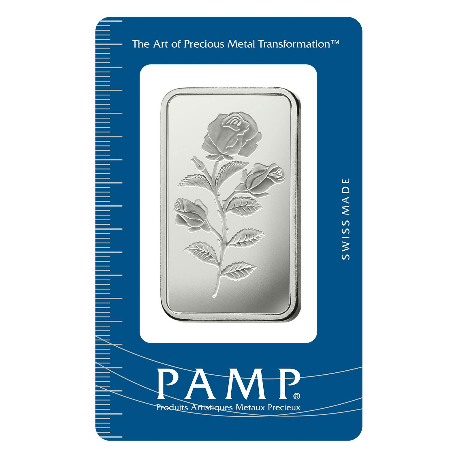 1 oz Silver Rosa - PAMP Swiss - Front Side 