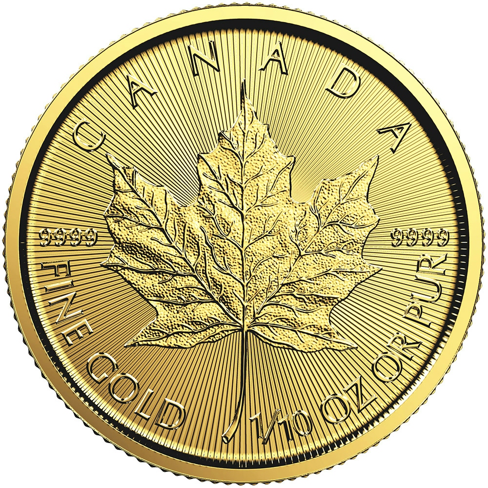 investir dans l'or 1/10 once Maple Leaf - Royal Canadian Mint - Front