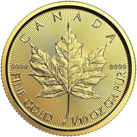 1/10 oz Fine Gold Coin 999.9 -  Maple Leaf BU Mixed Years