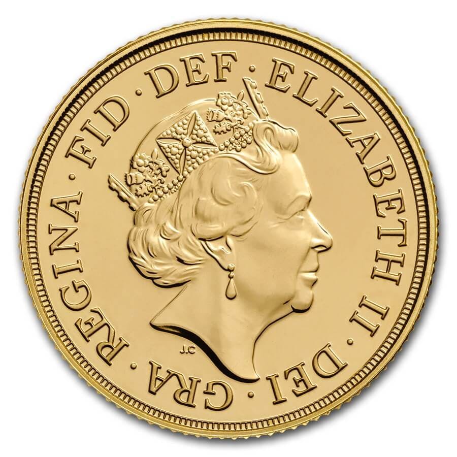 investir dans l'or Sovereign Elizabeth - Royal Mint - Back