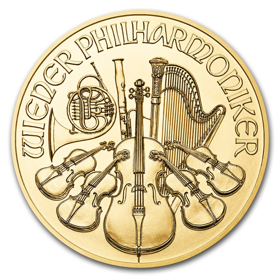 Invest in 1 oz Fine gold Philharmonic - Austrian Mint - Front