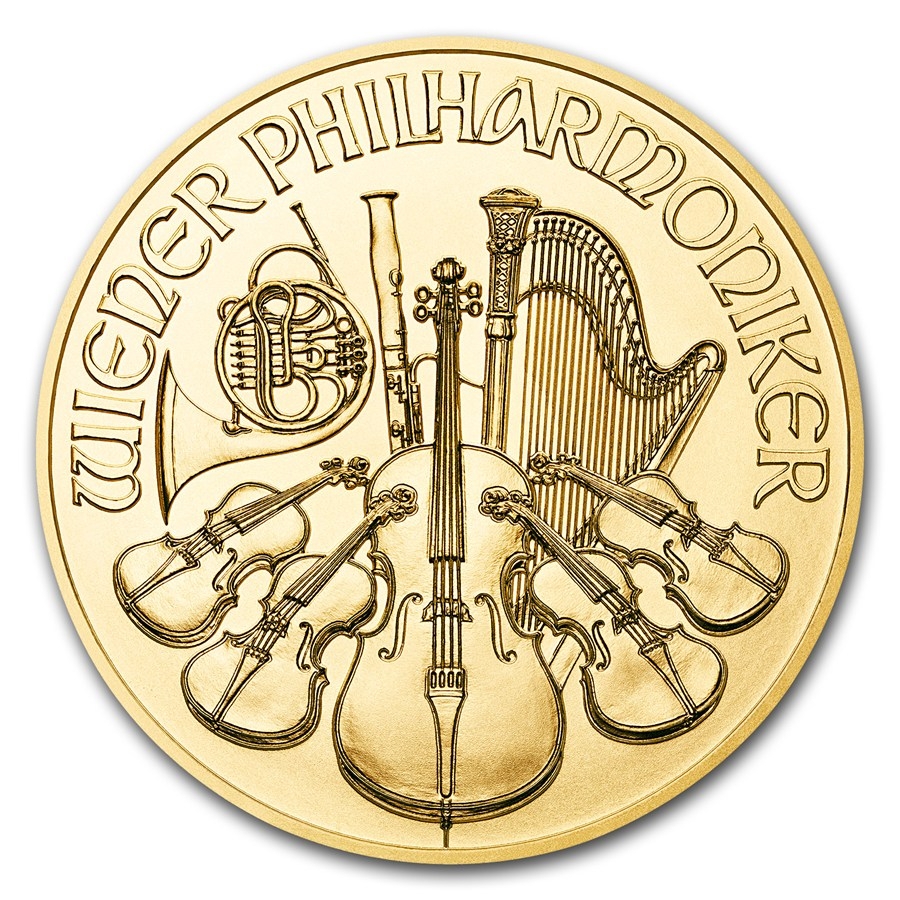 Invest in 1/10 oz Fine gold Philharmonic - Austrian Mint - Front