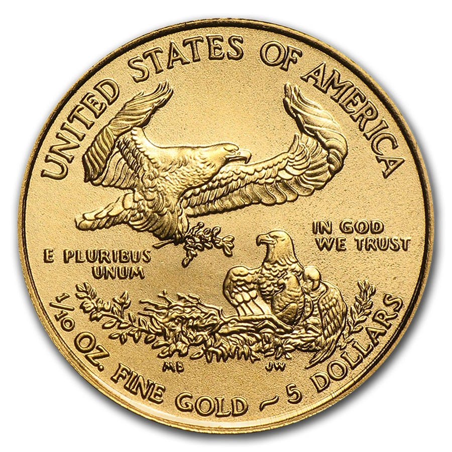 Invest in 1/10 oz Fine gold American Eagle - United States Mint - Back
