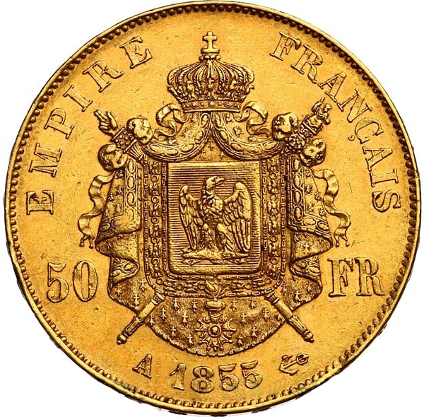 Investire in 50 Francs Napoléon III, Tête Nue 1855 999.9 - French Mint - Back