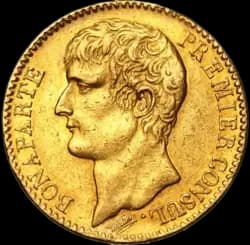 Kaufen Sie Gold, 40 Francs Napoléon Bonaparte Premier Consul - French Mint - Front Kaufen Sie 40 Francs Napoléon Bonaparte Premier Consul - French Mint - Front