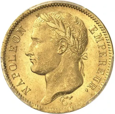 40 Franchi Moneta d'Oro - Napoléon Testa Coronata di Alloro Impero 1812 