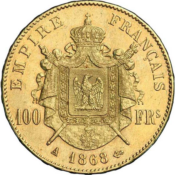Investire in 100 Francs Napoléon III Tête Laurée - French Mint - Back