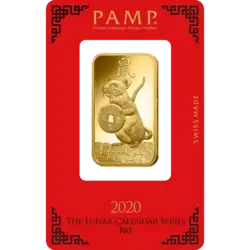 Purchase gold, 1 oz Fine gold Lunar RAT - PAMP Swiss - Pack Front Invest in 1 oz Fine gold Lunar RAT - PAMP Swiss - Pack Front