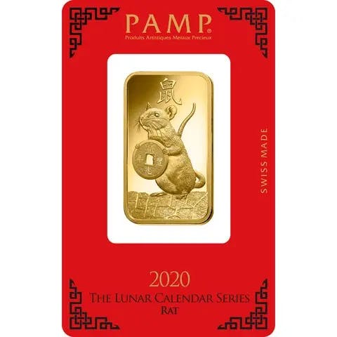 1 ounce Gold Bar - PAMP Suisse Lunar Rat
